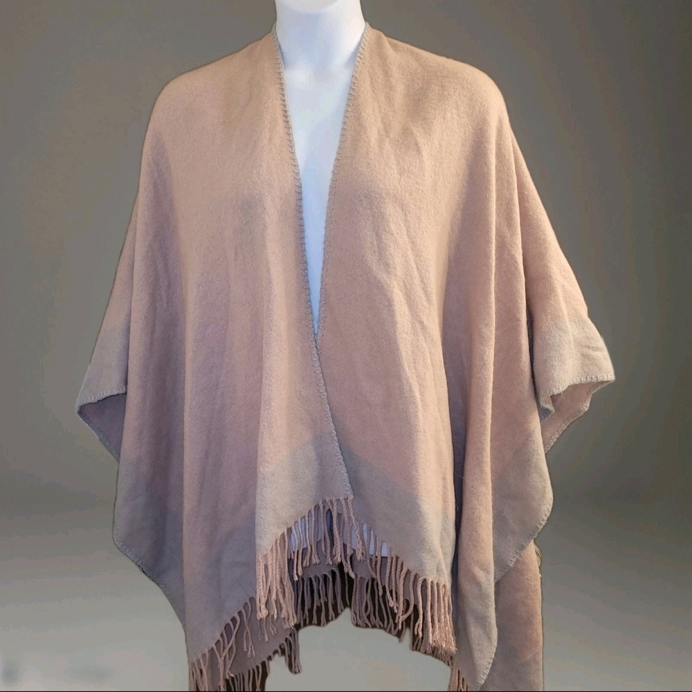 Modena Ombre Pink/gray Poncho One Size Fits‎ Most Shawl Wrap Stole Cloak Fringe
